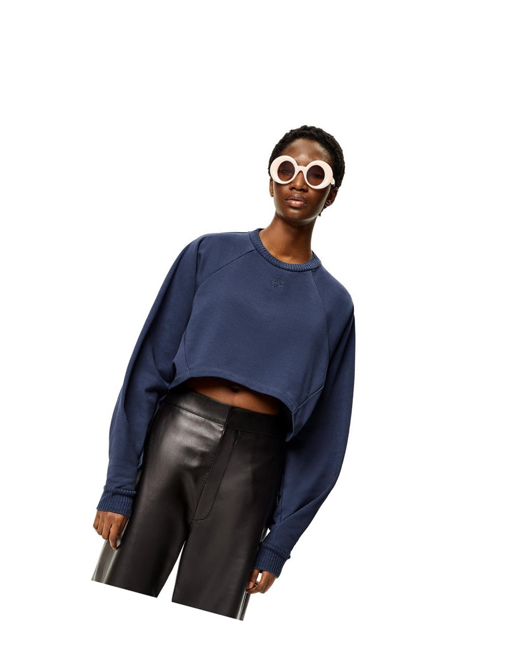 Loewe Anagram cropped sweatshirt in cotton Azules | AWDKT-7926