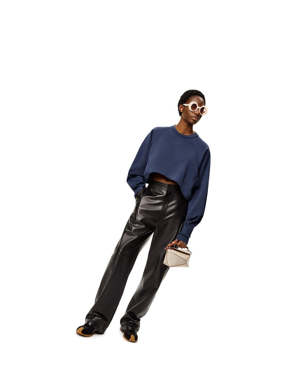 Loewe Anagram cropped sweatshirt in cotton Azules | AWDKT-7926