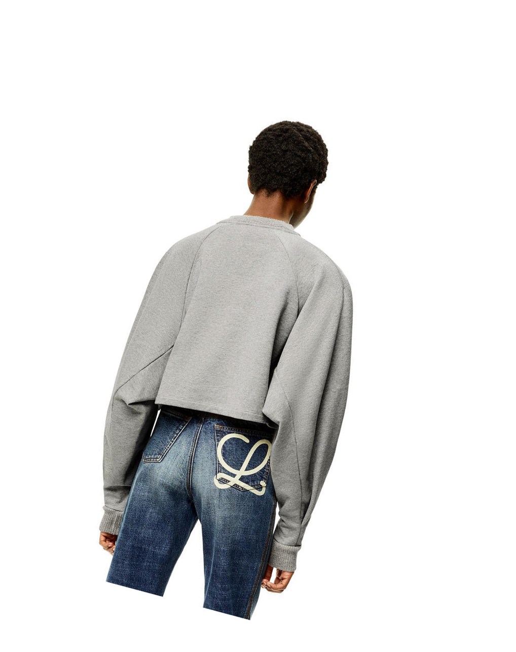 Loewe Anagram cropped sweatshirt in cotton Grises | QINAX-3261