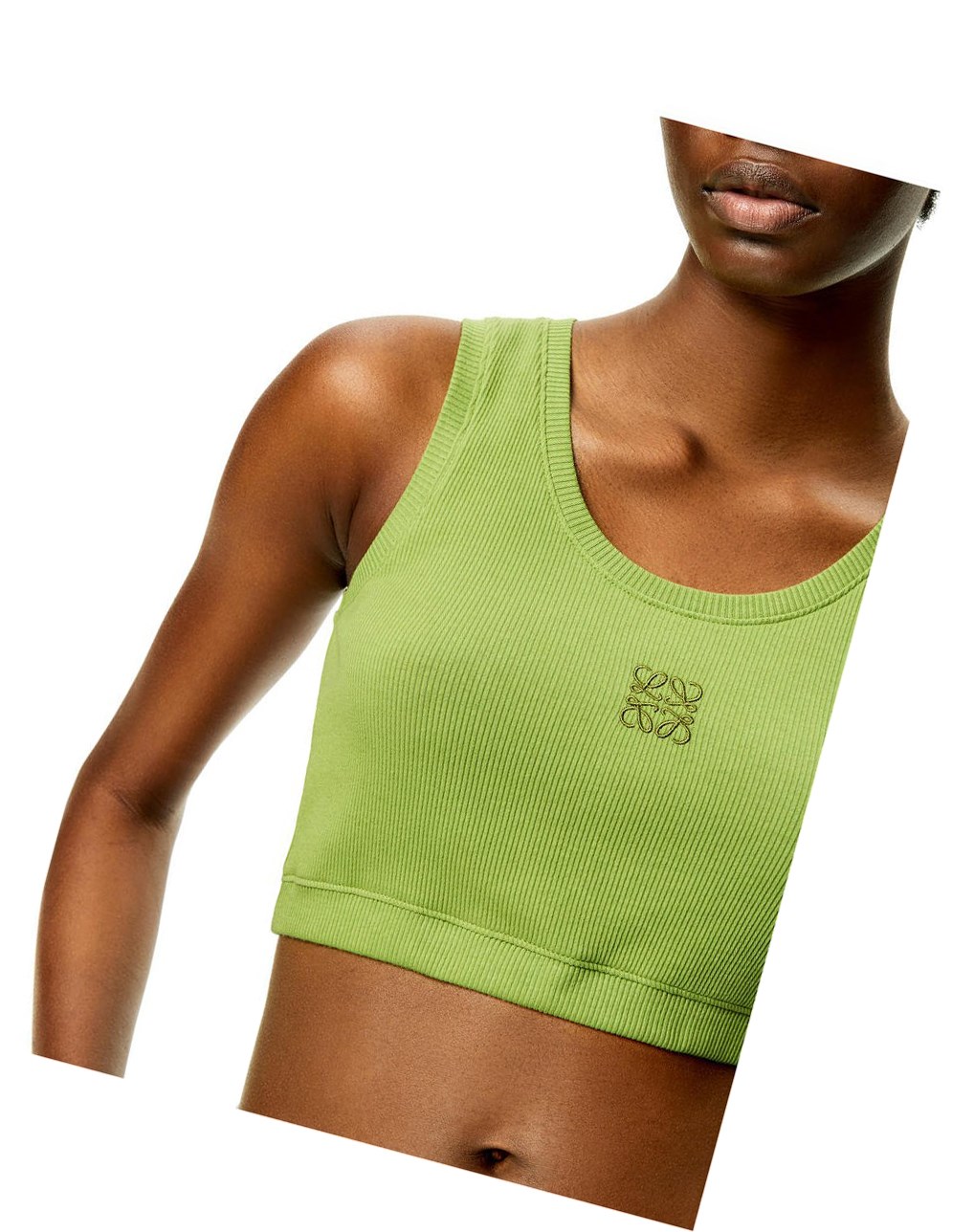 Loewe Anagram cropped tank top in cotton Verdes | RNDGK-9437
