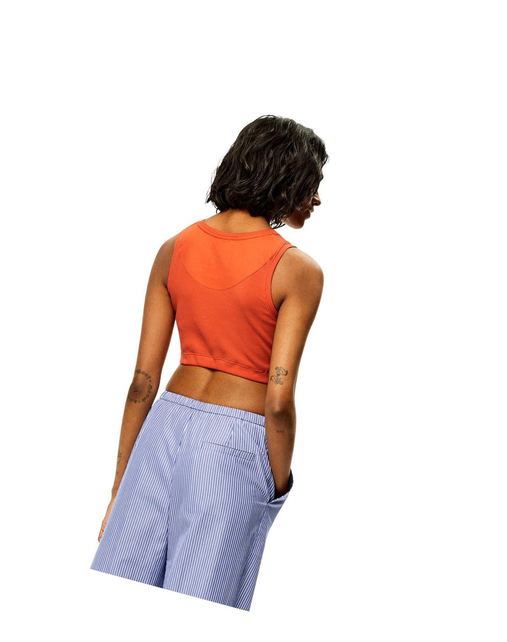 Loewe Anagram cropped tank top in cotton Naranjas | WFQVJ-0358