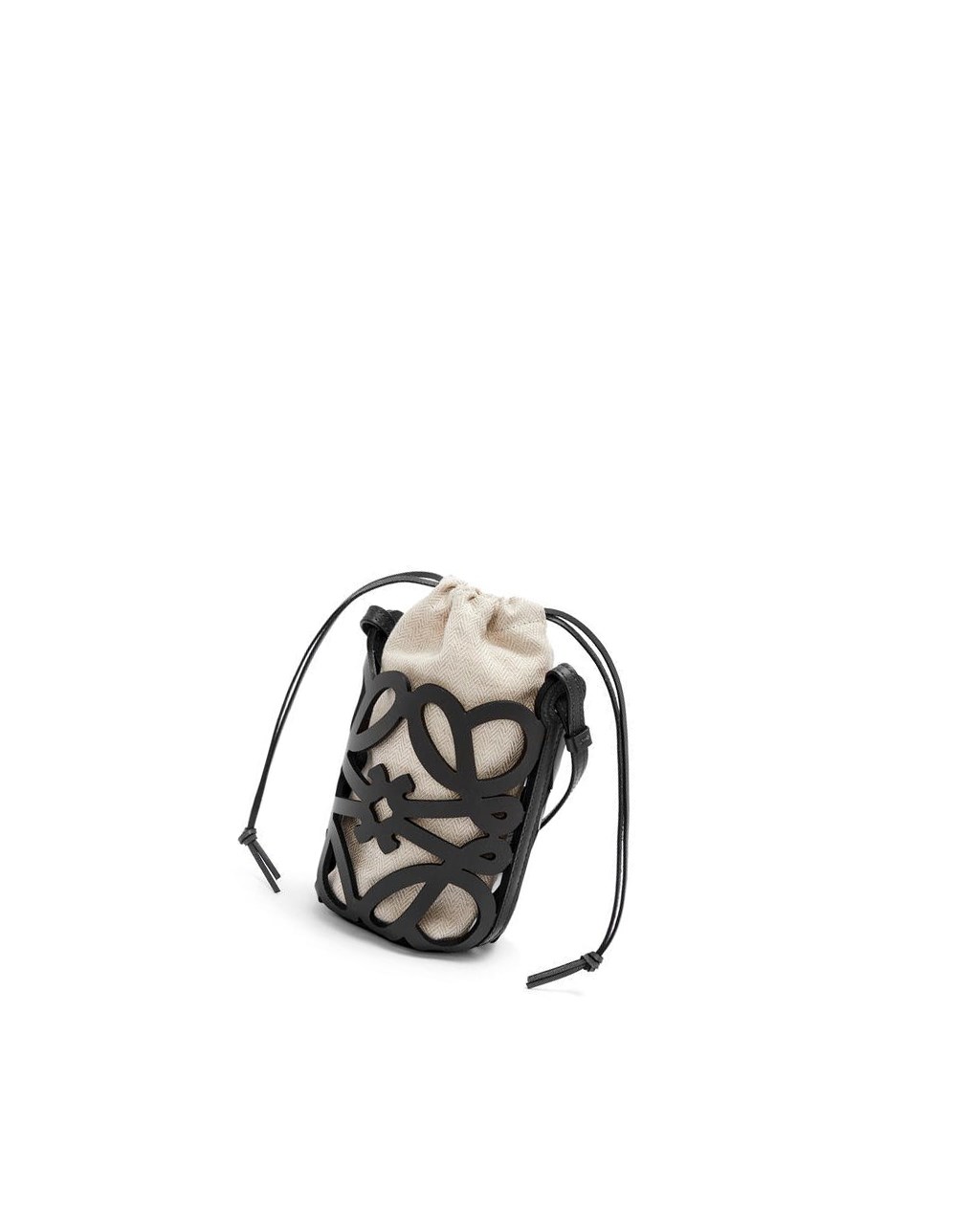Loewe Anagram cut-out pocket in classic calfskin and canvas Negros | RZKOX-8045