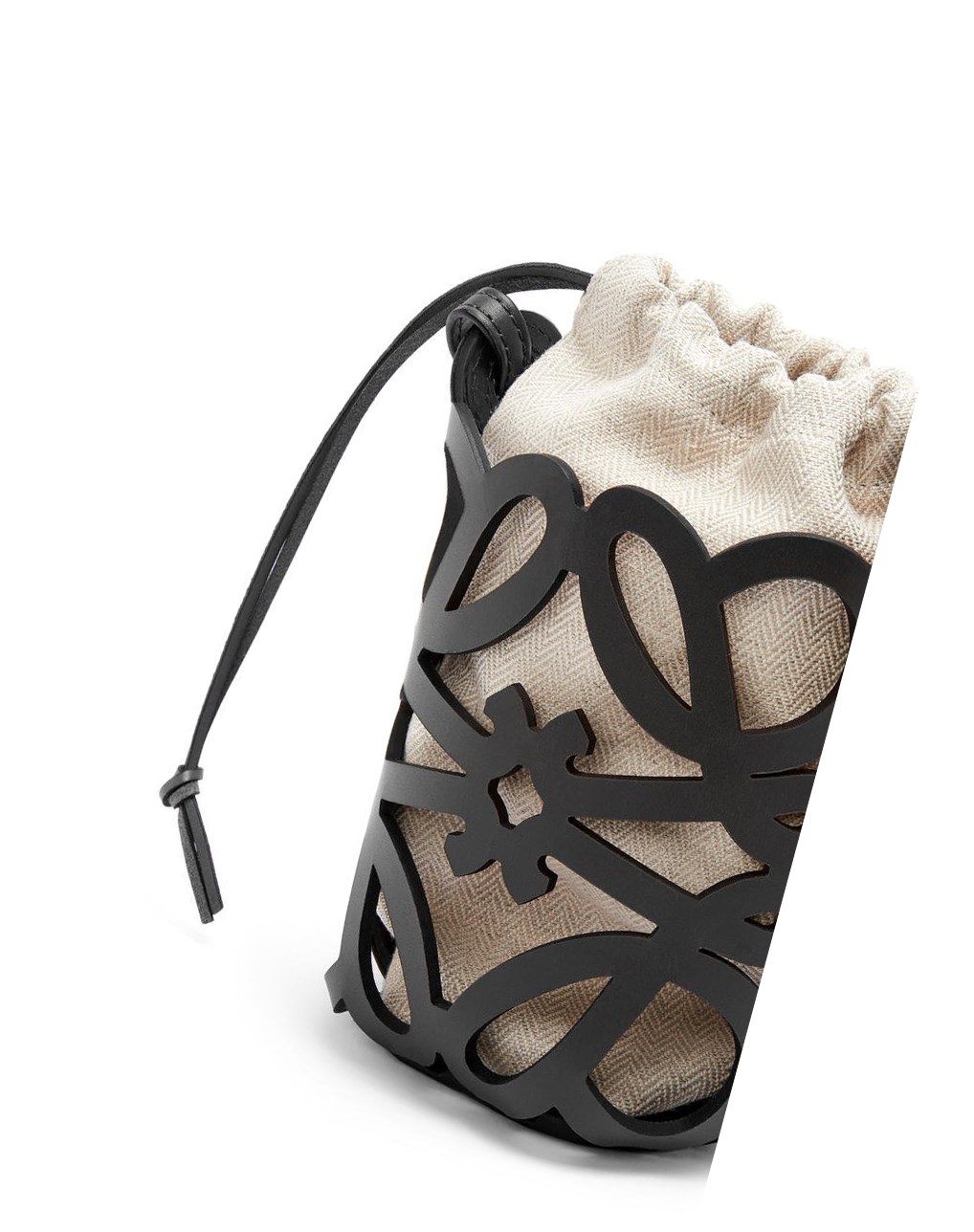 Loewe Anagram cut-out pocket in classic calfskin and canvas Negros | RZKOX-8045