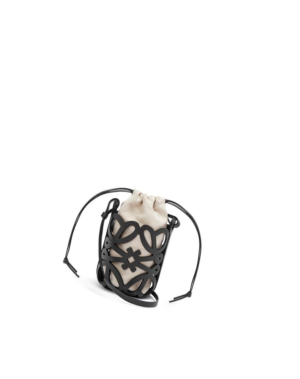 Loewe Anagram cut-out pocket in classic calfskin and canvas Negros | RZKOX-8045