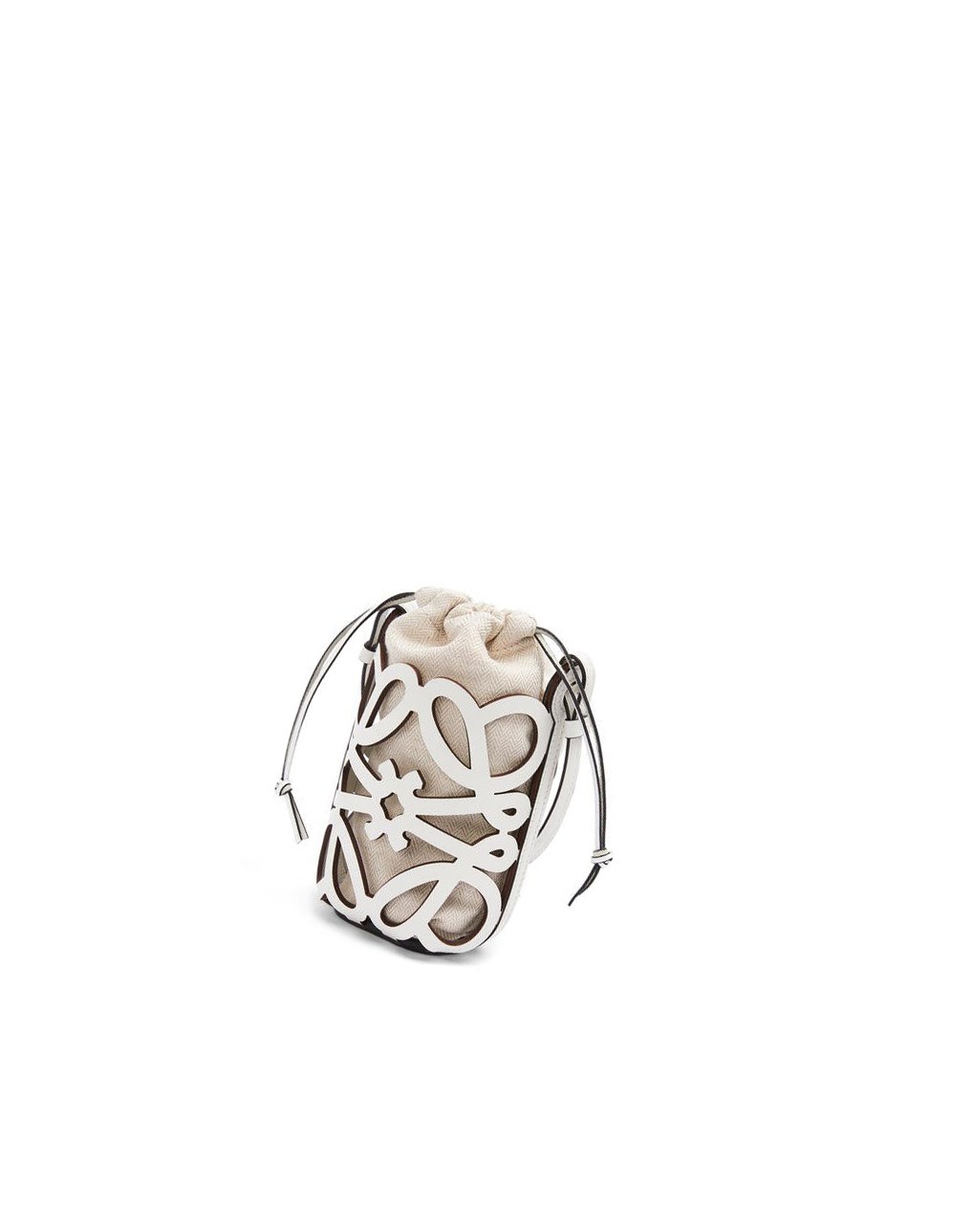 Loewe Anagram cut-out pocket in classic calfskin and canvas Blancos | WKSCG-1274