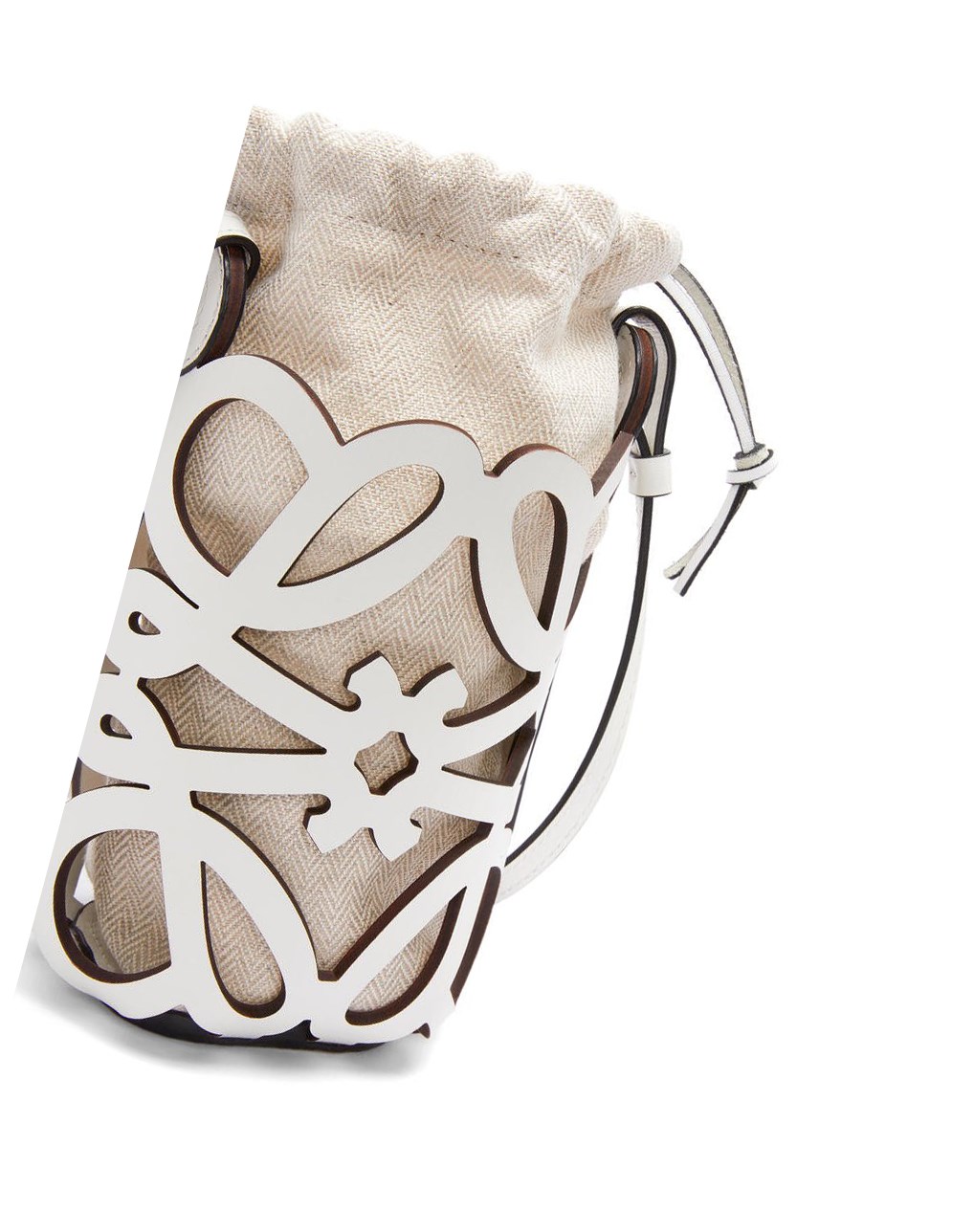Loewe Anagram cut-out pocket in classic calfskin and canvas Blancos | WKSCG-1274