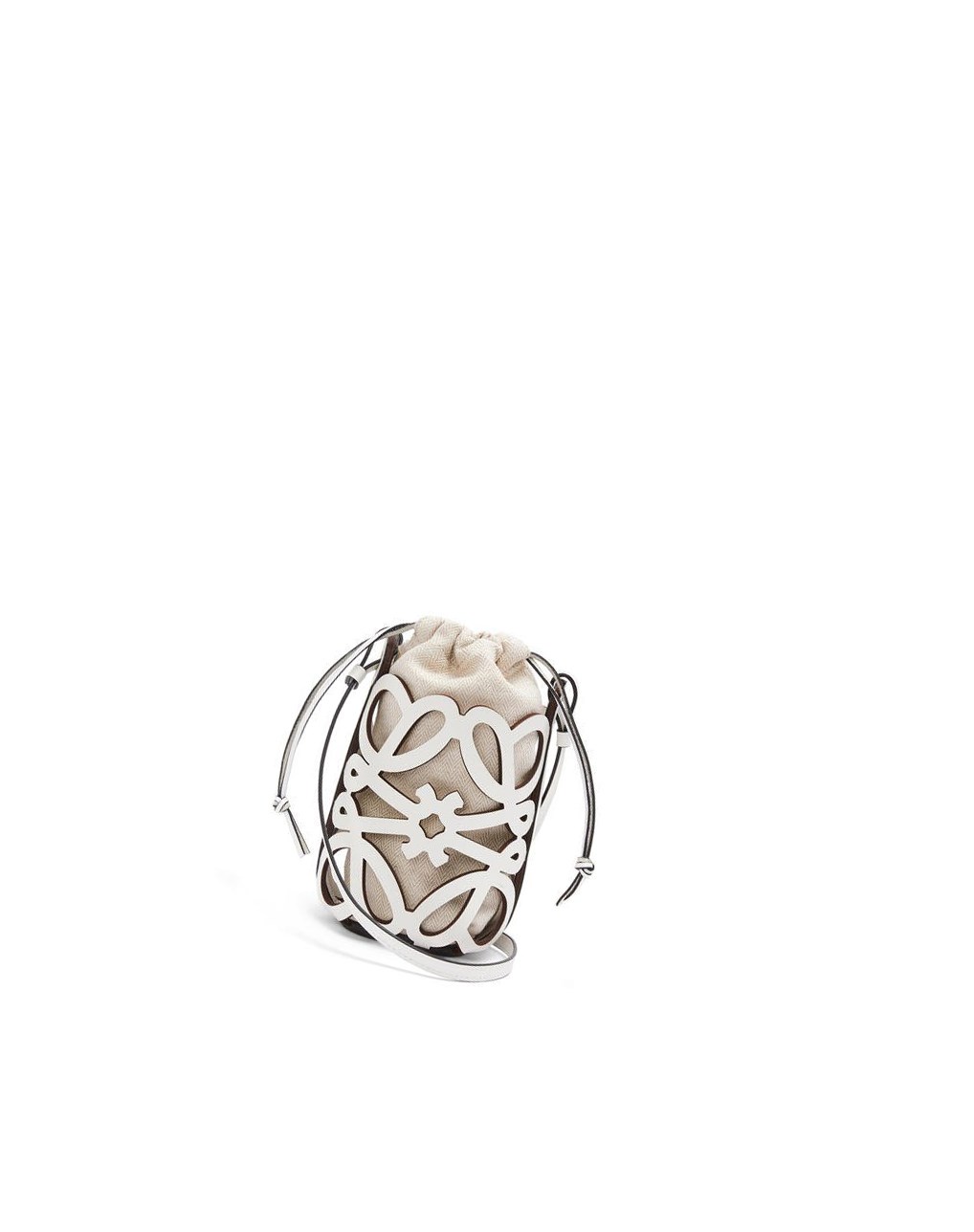 Loewe Anagram cut-out pocket in classic calfskin and canvas Blancos | WKSCG-1274