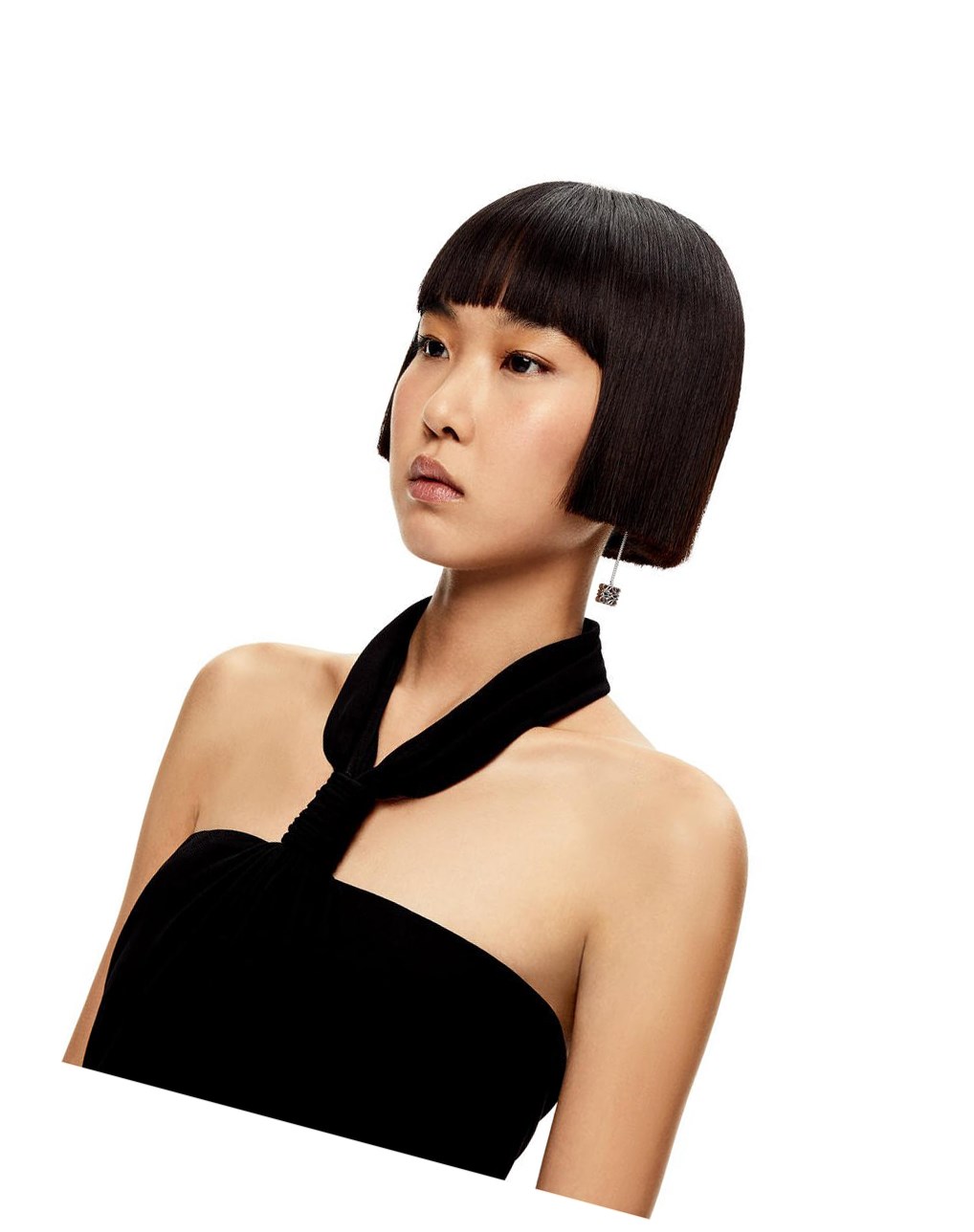 Loewe Anagram drop earrings in sterling silver Plateados | GSHAB-0746