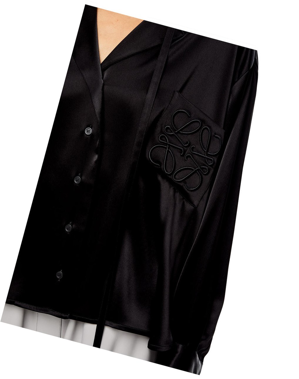 Loewe Anagram embroidered pyjama blouse in satin Negros | FPKIS-6187