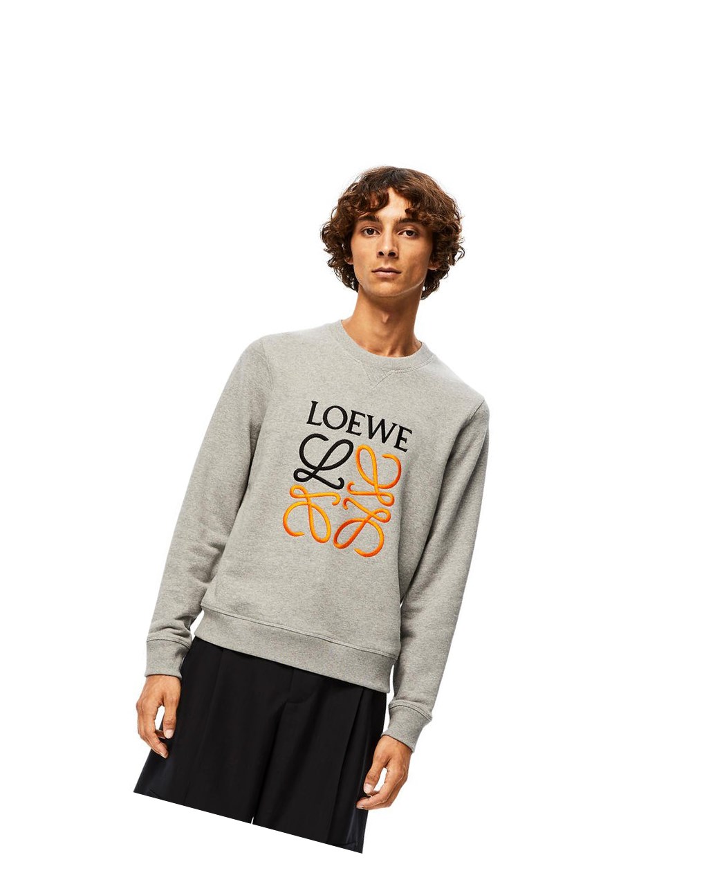 Loewe Anagram embroidered sweatshirt in cotton Grises | BQFMA-0348