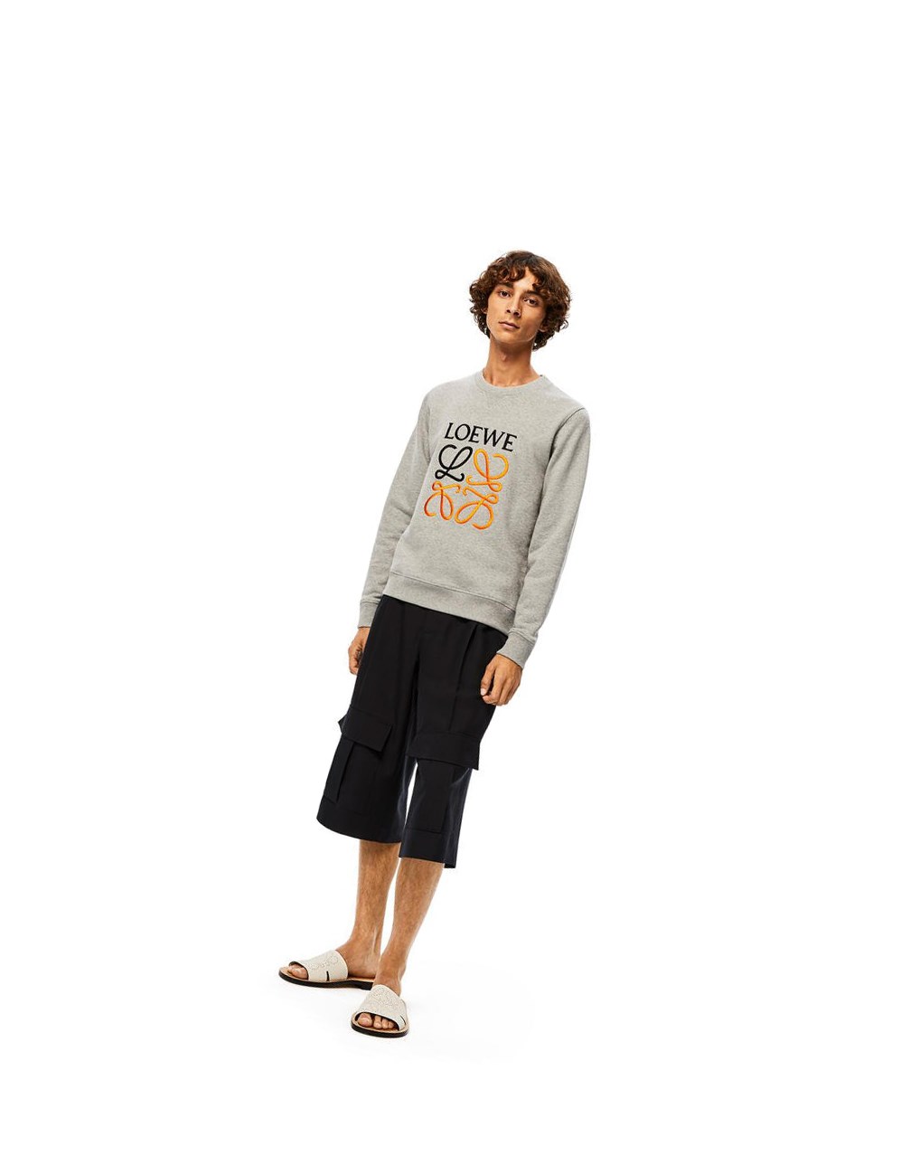 Loewe Anagram embroidered sweatshirt in cotton Grises | BQFMA-0348