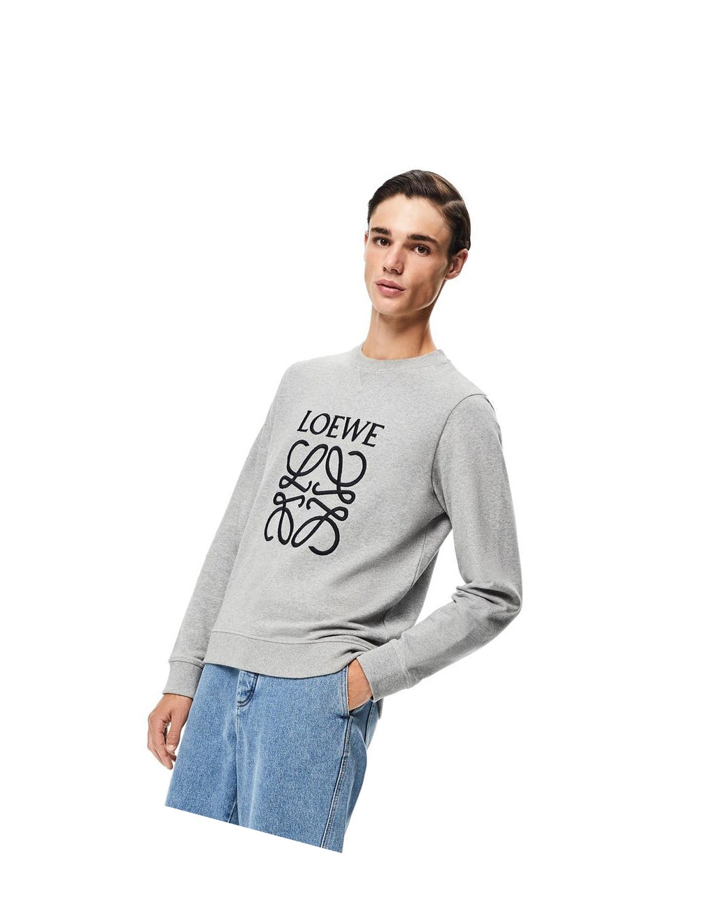 Loewe Anagram embroidered sweatshirt in cotton Grises | GKFWQ-3698