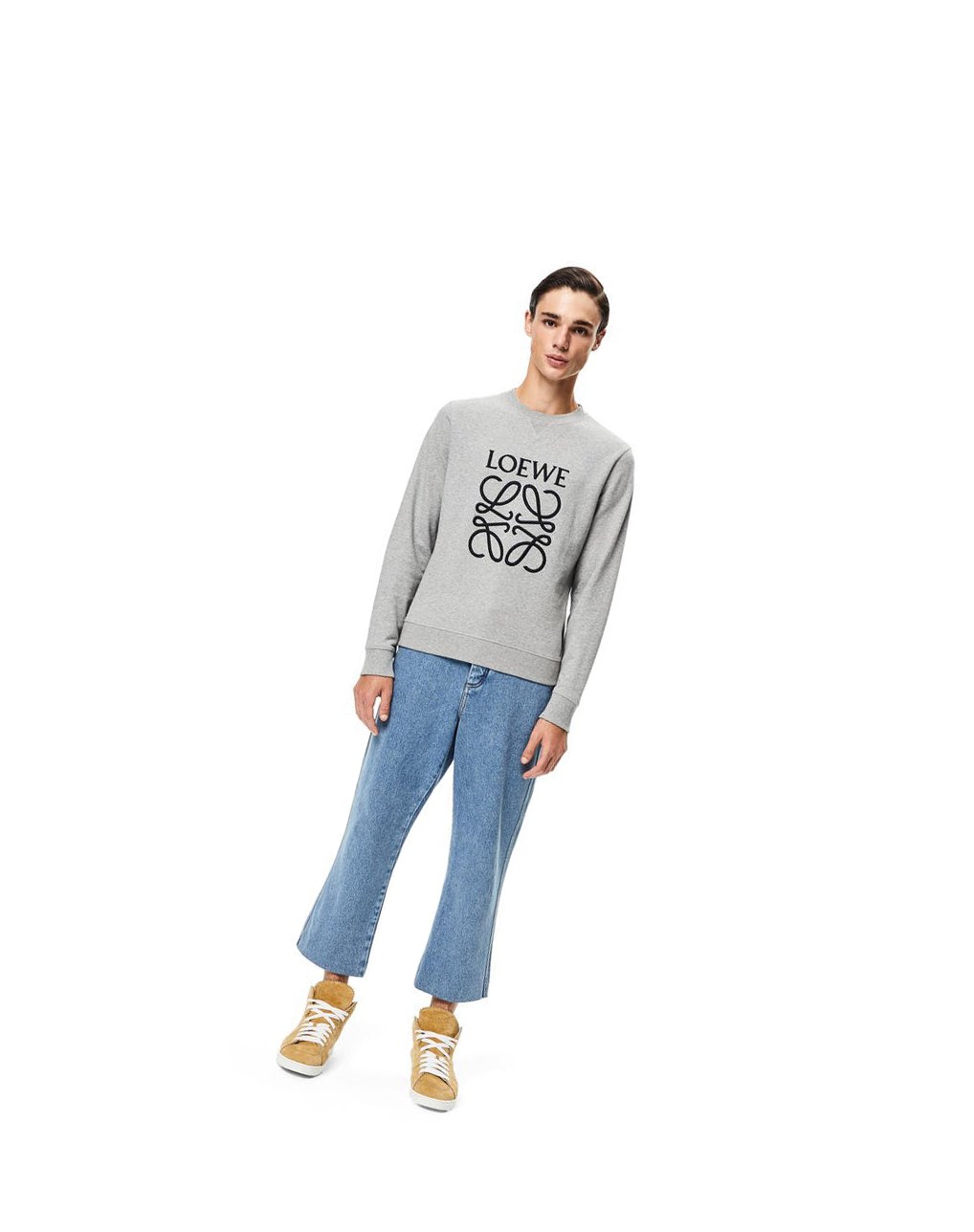 Loewe Anagram embroidered sweatshirt in cotton Grises | GKFWQ-3698