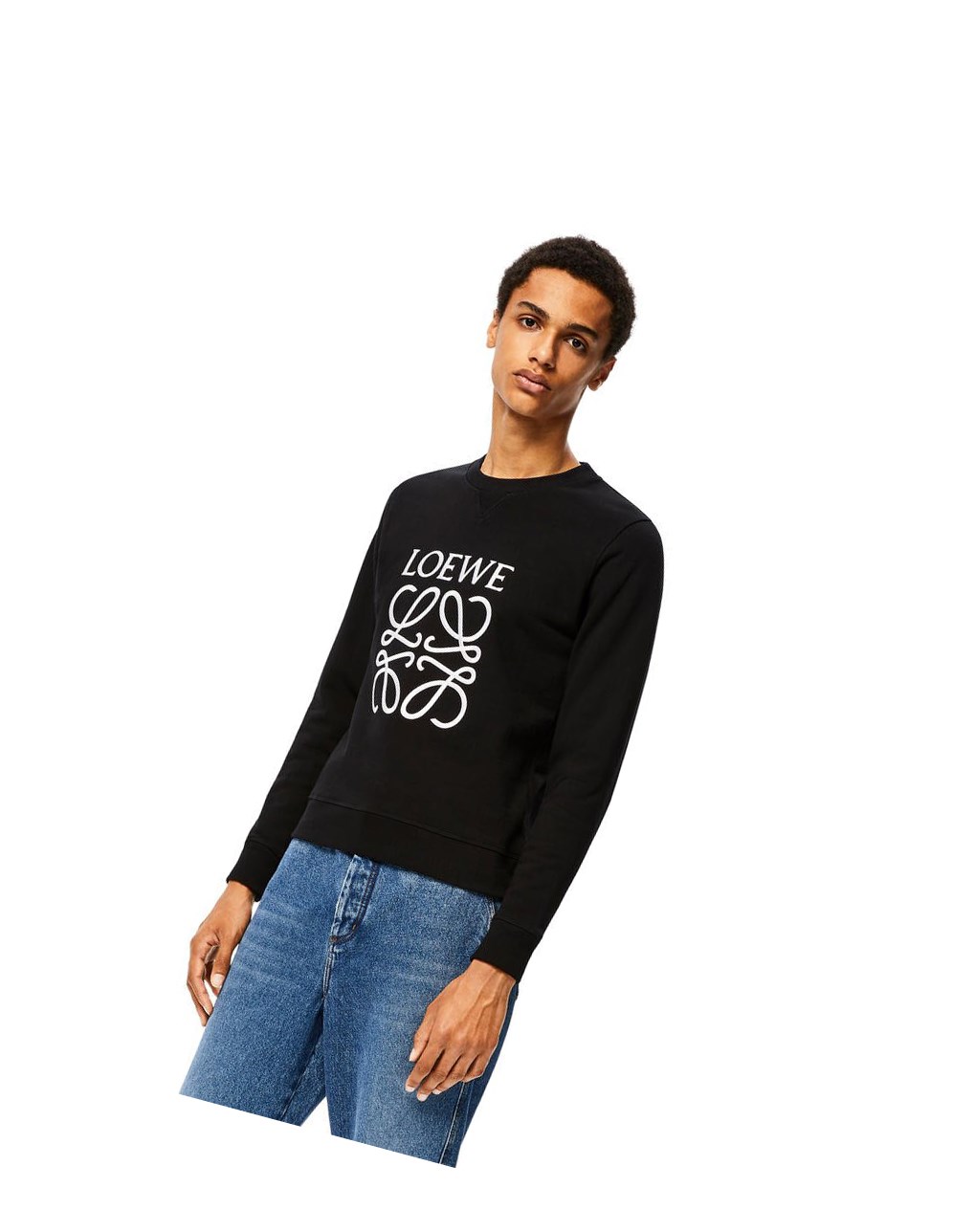 Loewe Anagram embroidered sweatshirt in cotton Negros | NAIWJ-5326