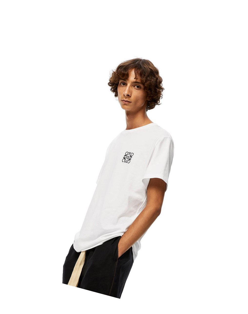 Loewe Anagram embroidered t-shirt in cotton Blancos | ZAHPN-8945
