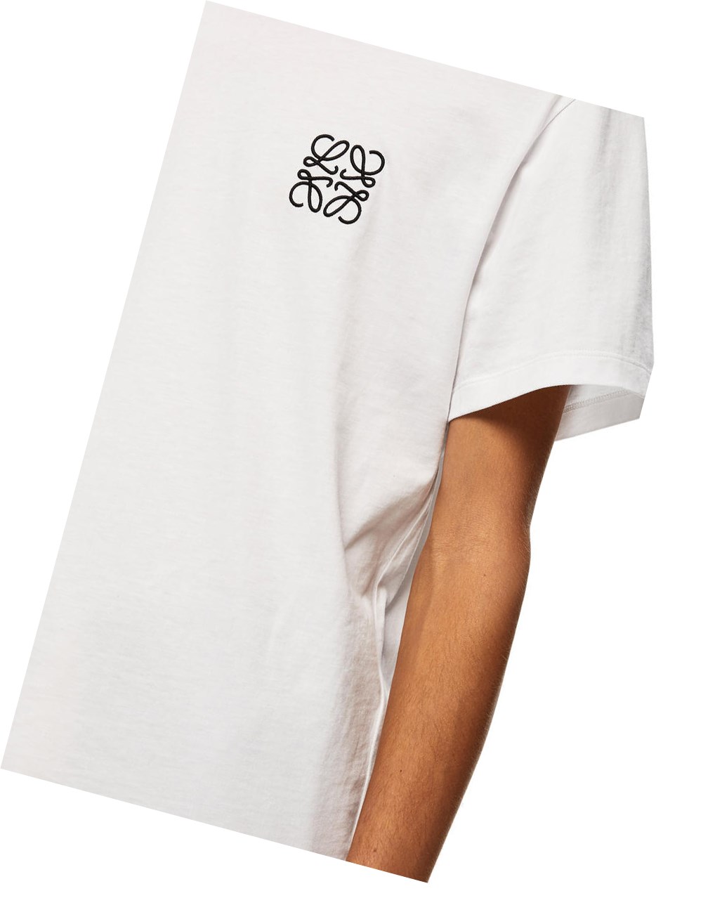 Loewe Anagram embroidered t-shirt in cotton Blancos | ZAHPN-8945