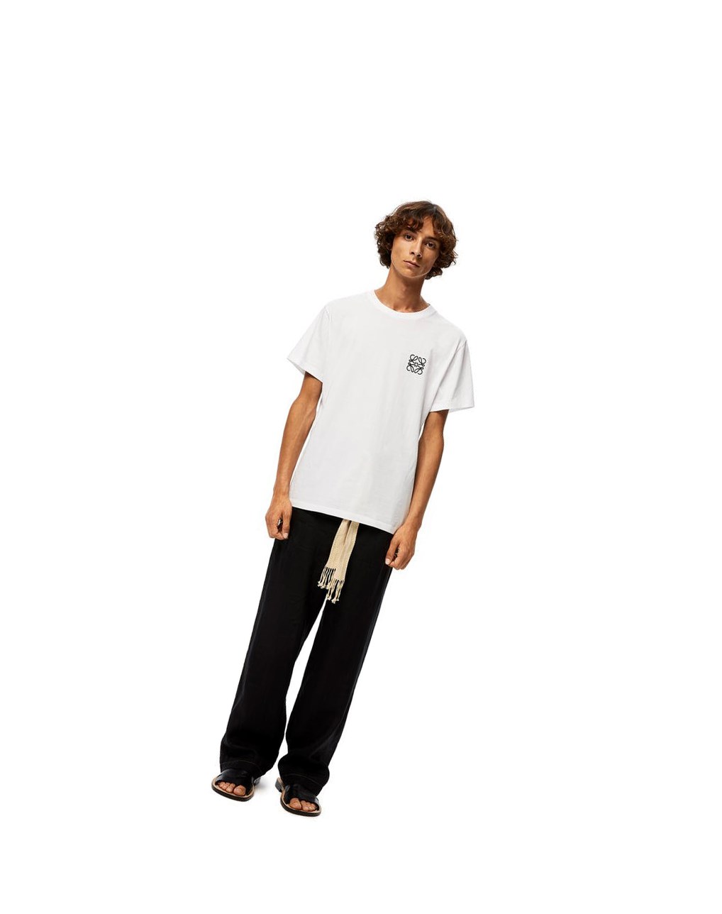 Loewe Anagram embroidered t-shirt in cotton Blancos | ZAHPN-8945