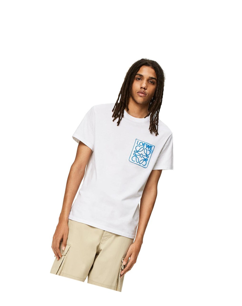 Loewe Anagram fake pocket T-shirt in cotton Blancos | MAFJU-1024