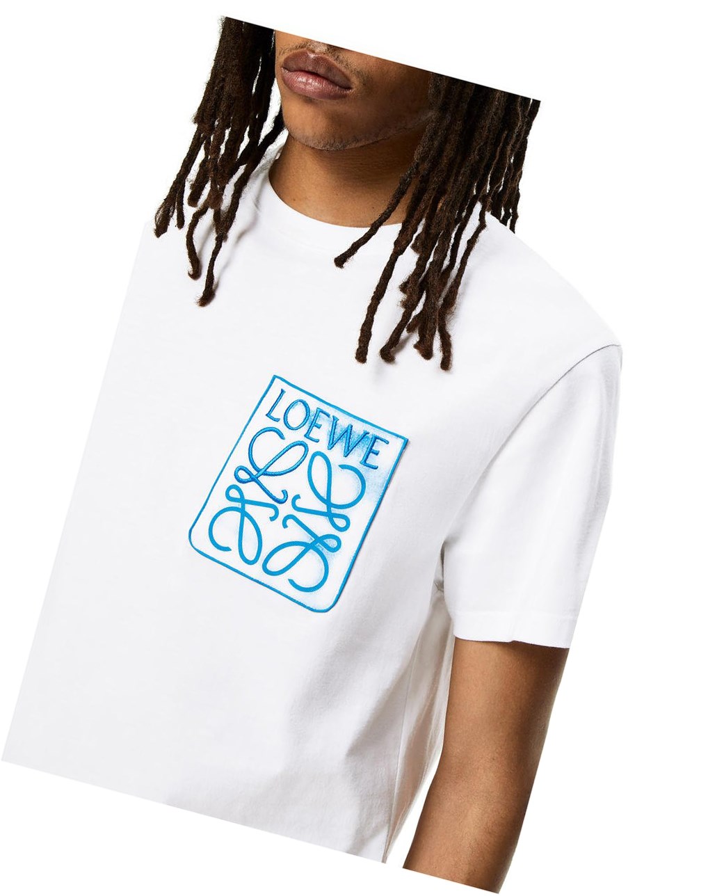 Loewe Anagram fake pocket T-shirt in cotton Blancos | MAFJU-1024