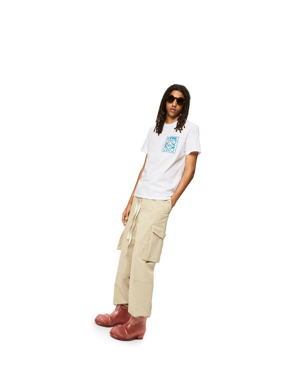 Loewe Anagram fake pocket T-shirt in cotton Blancos | MAFJU-1024