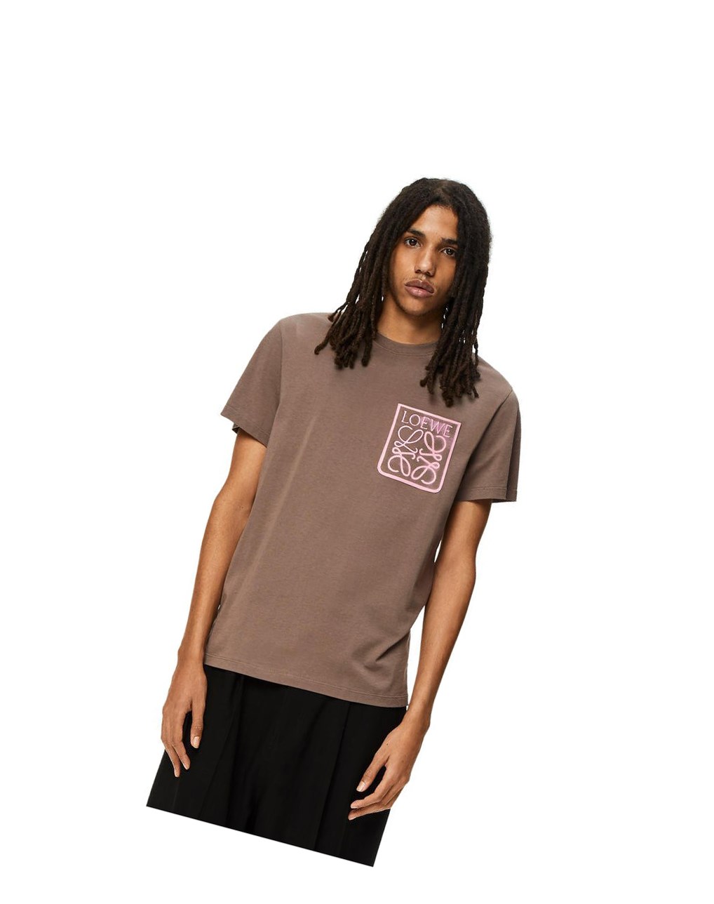 Loewe Anagram fake pocket T-shirt in cotton Grises | MIYRV-8521