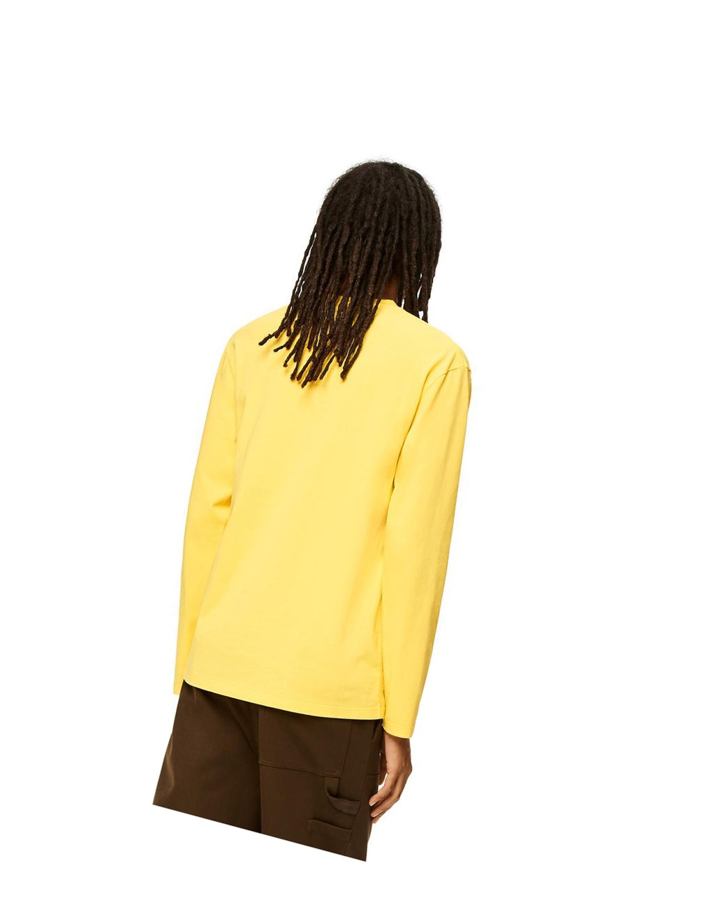 Loewe Anagram fake pocket long sleeve T-shirt in cotton Amarillos | JZDBV-8471