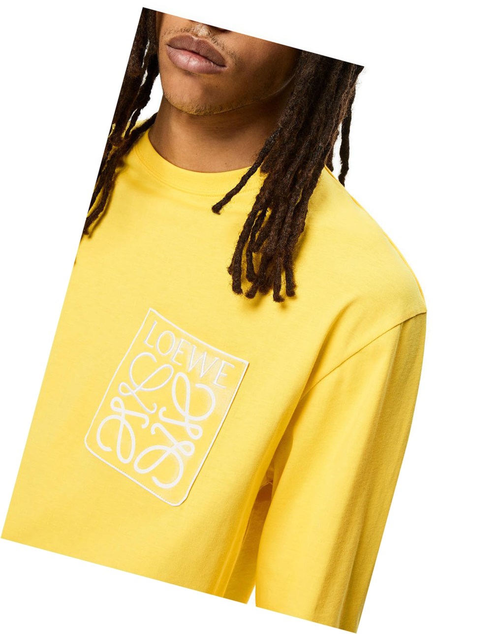 Loewe Anagram fake pocket long sleeve T-shirt in cotton Amarillos | JZDBV-8471