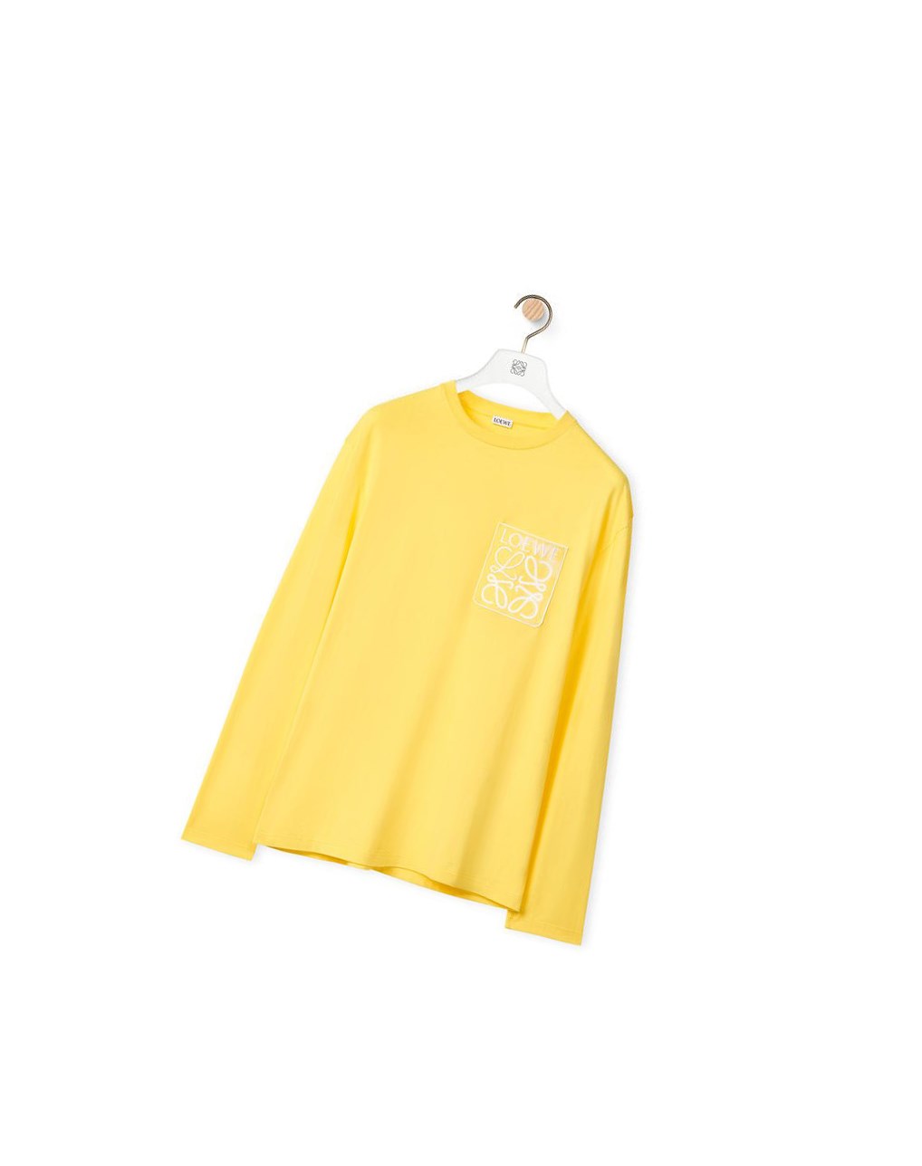 Loewe Anagram fake pocket long sleeve T-shirt in cotton Amarillos | JZDBV-8471