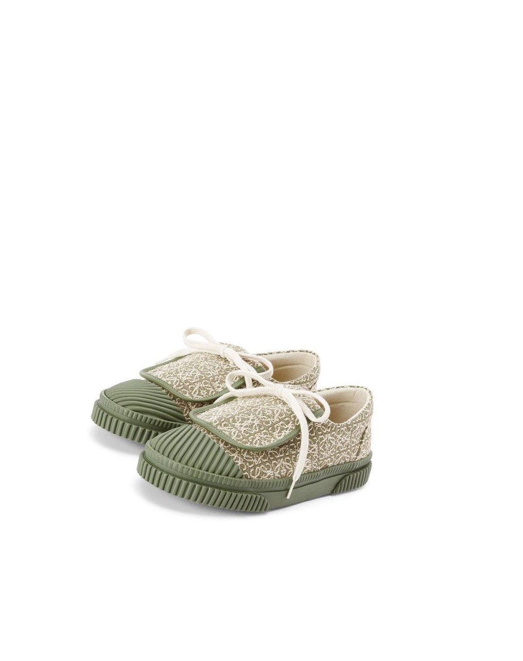 Loewe Anagram flap sneaker in jacquard and calfskin Verdes Verdes | DTXEF-6715