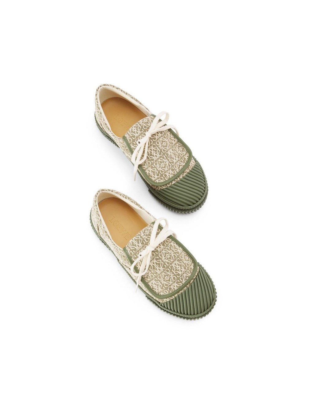 Loewe Anagram flap sneaker in jacquard and calfskin Verdes Verdes | DTXEF-6715