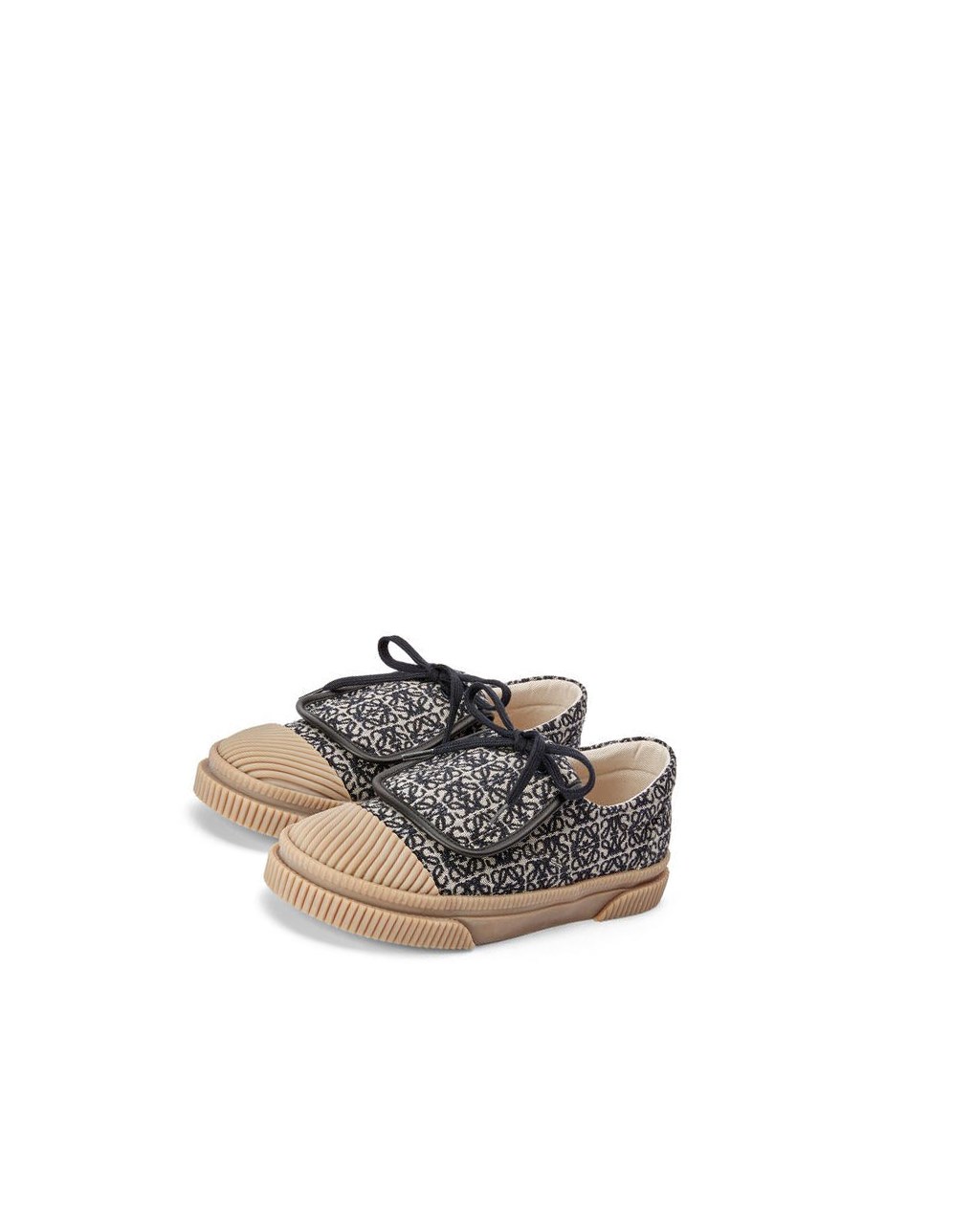 Loewe Anagram flap sneaker in jacquard and calfskin Azul Marino Negros | EWGUB-6847