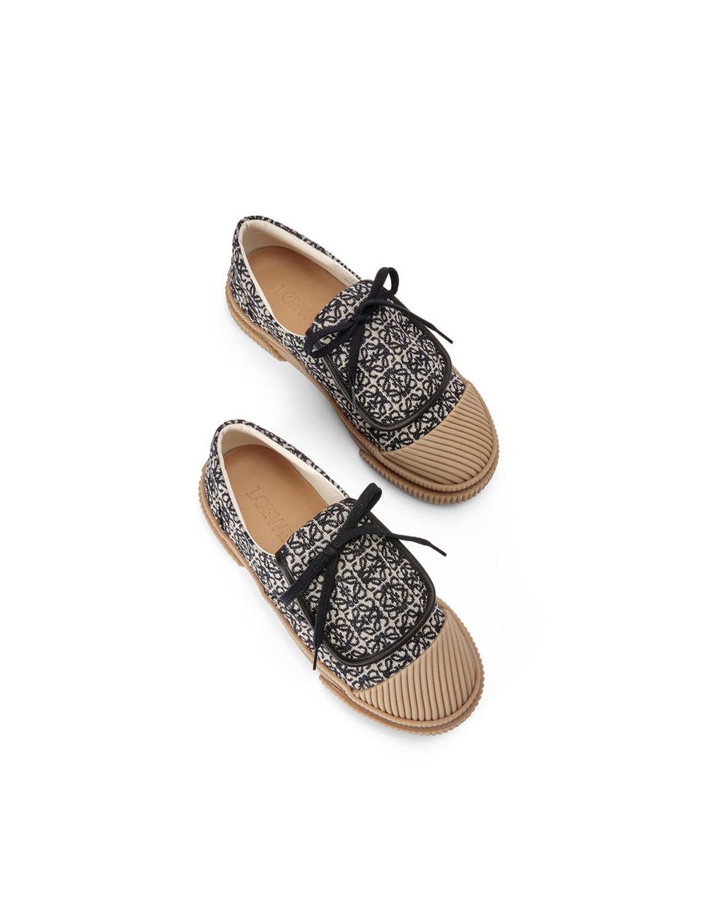Loewe Anagram flap sneaker in jacquard and calfskin Azul Marino Negros | EWGUB-6847