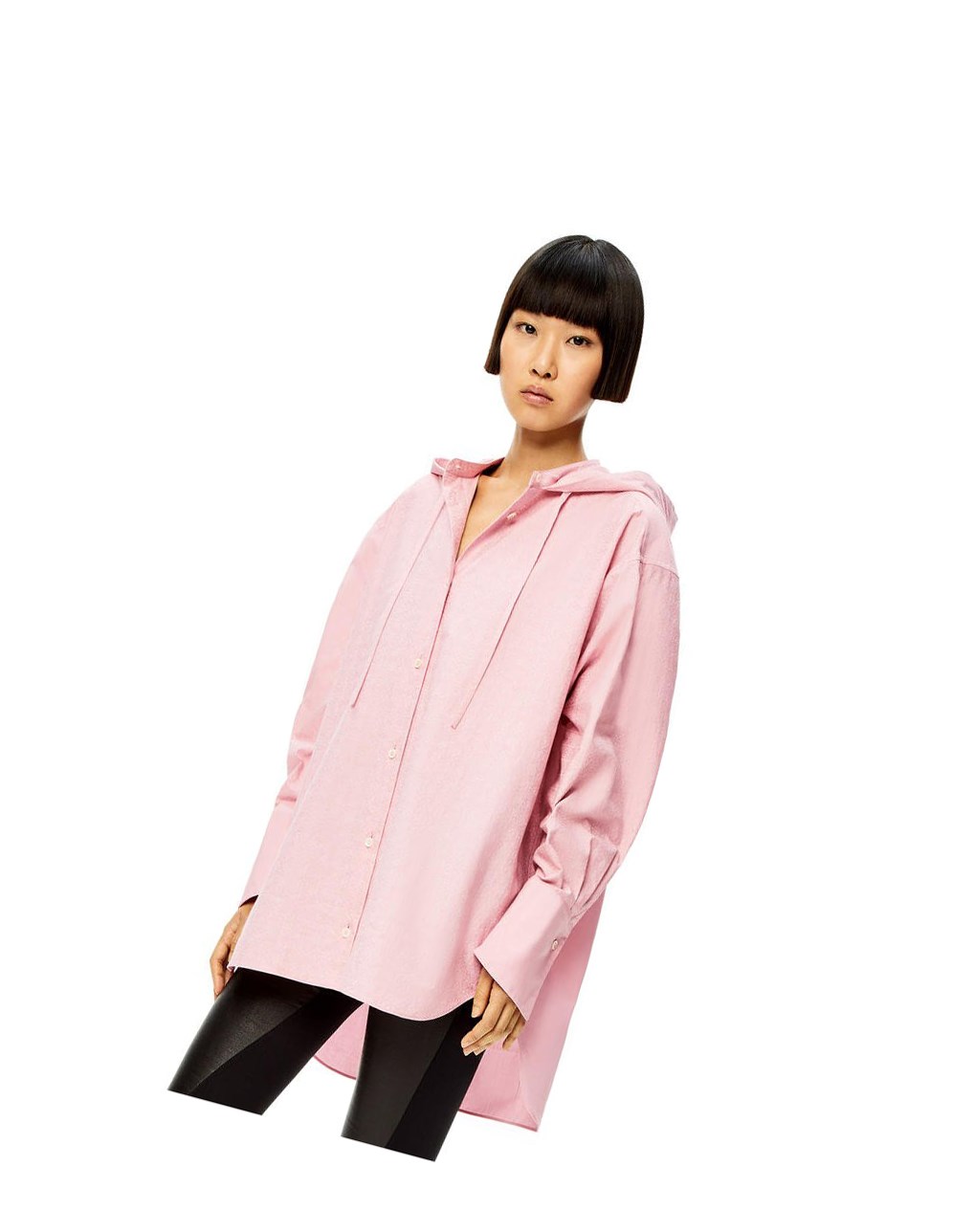 Loewe Anagram hooded shirt in cotton Rosas | GFPRB-1056