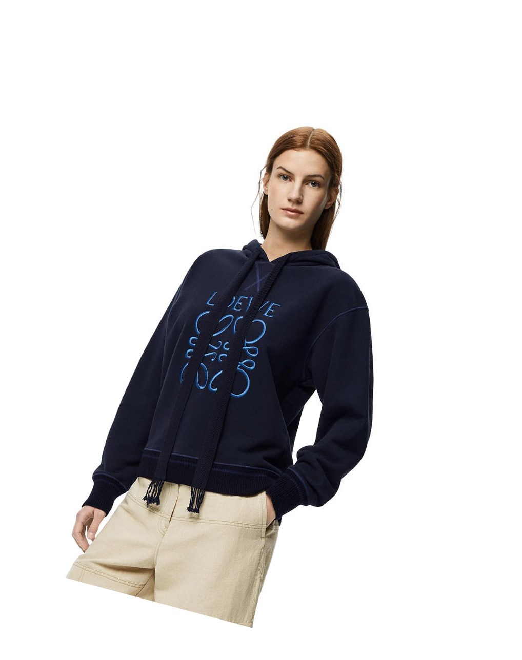 Loewe Anagram hoodie in cotton Azul Marino Azules | QNVHE-2564