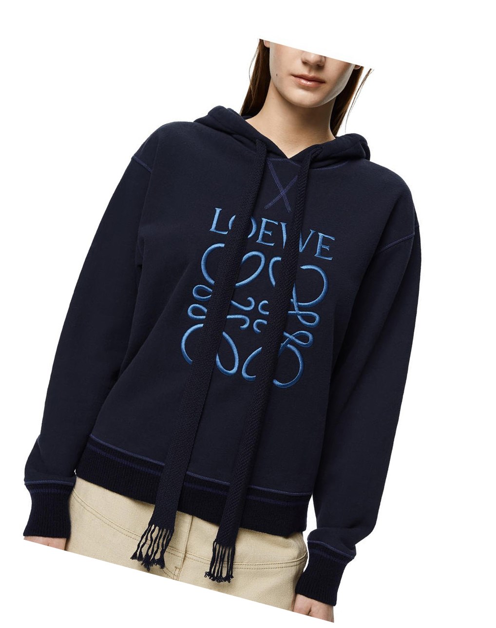 Loewe Anagram hoodie in cotton Azul Marino Azules | QNVHE-2564