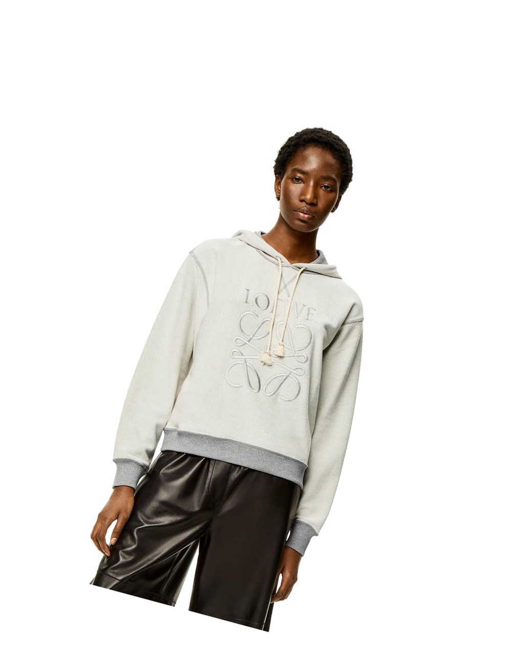 Loewe Anagram hoodie in cotton Grises | MOWGX-6801