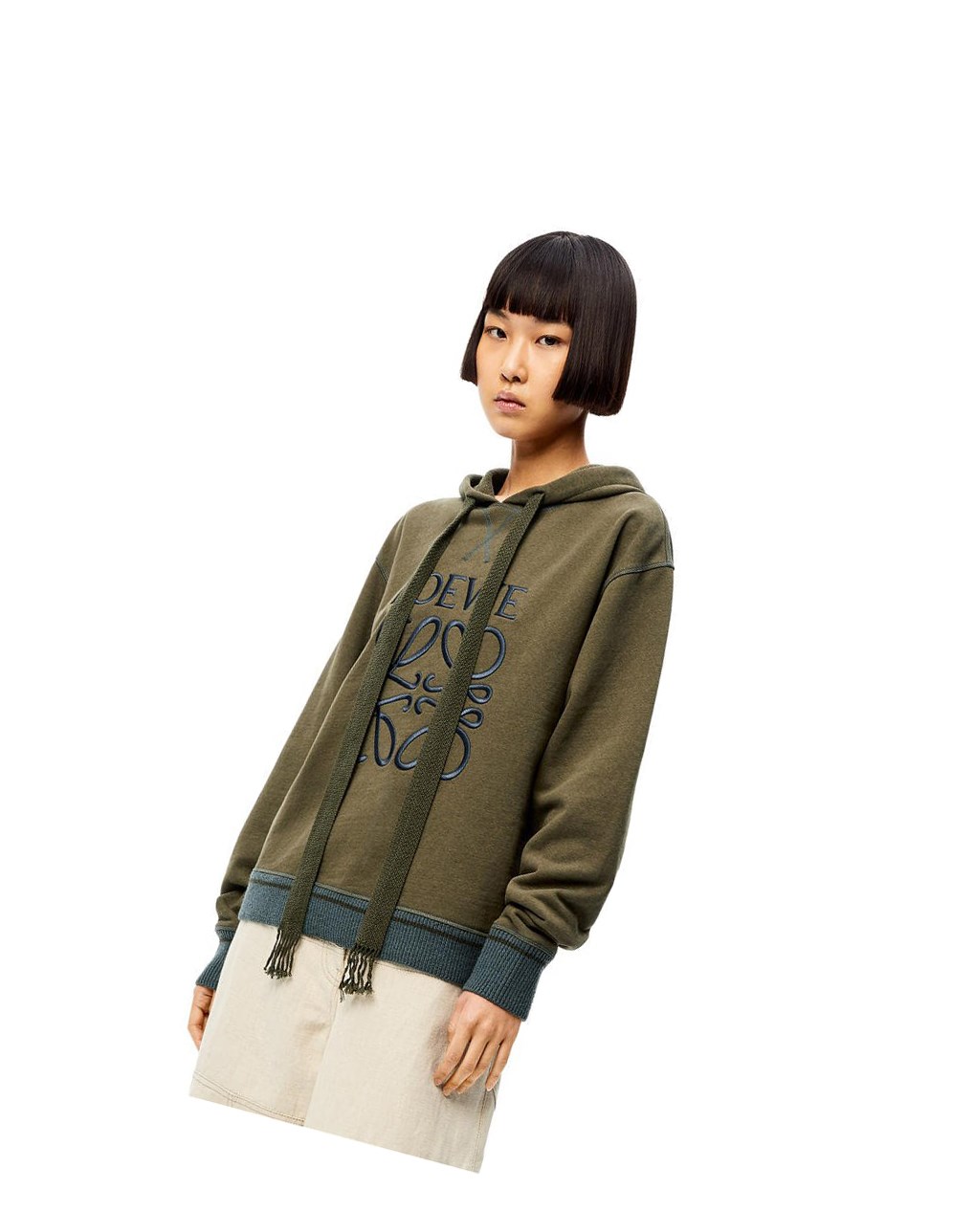 Loewe Anagram hoodie in cotton Verdes | BMARN-0281