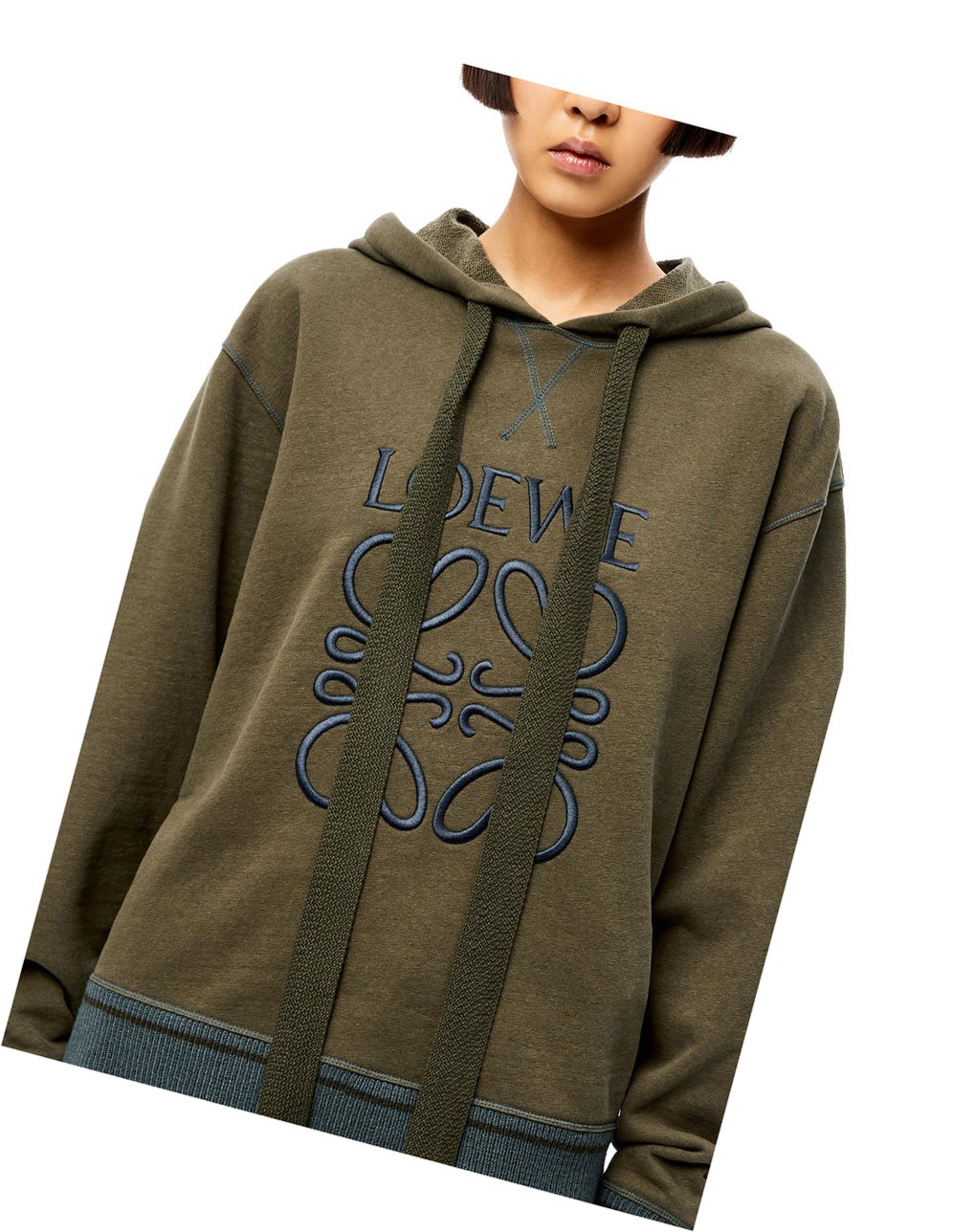 Loewe Anagram hoodie in cotton Verdes | BMARN-0281