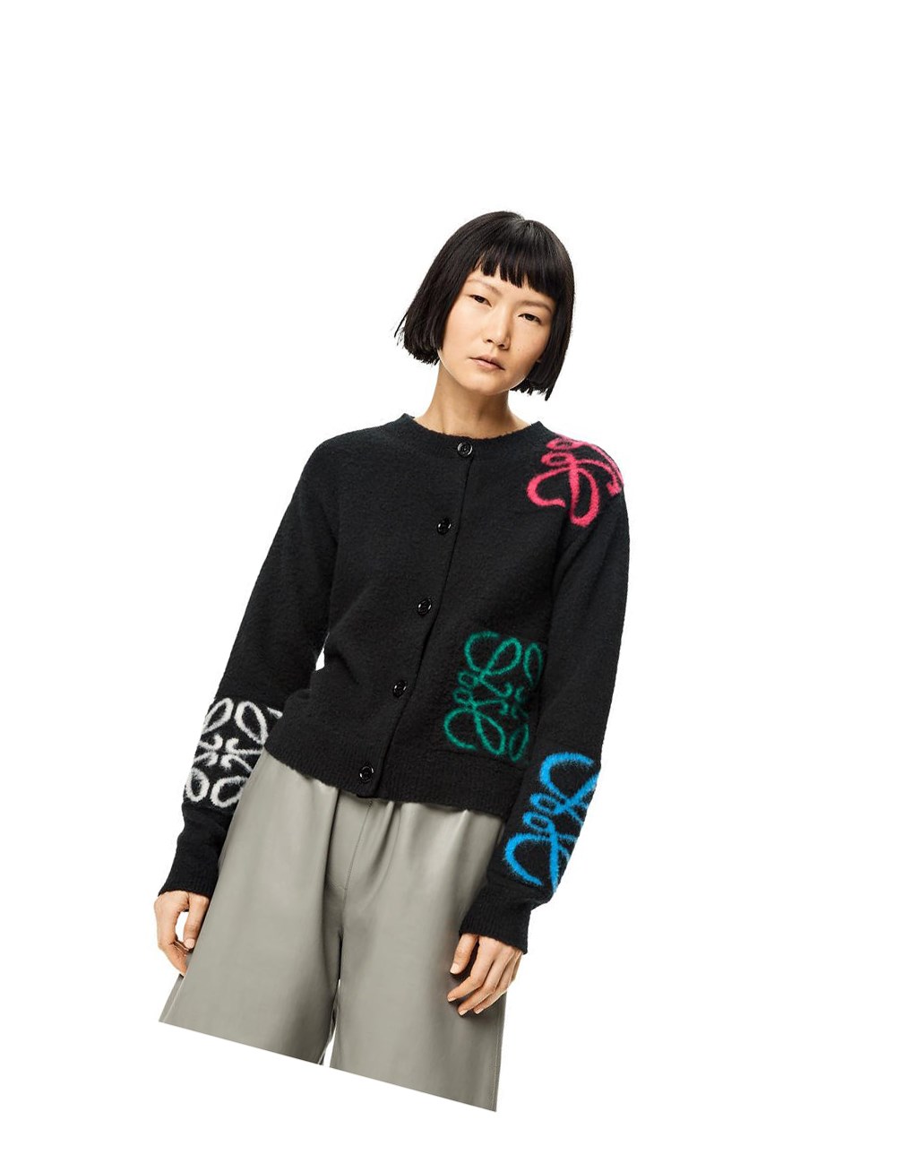 Loewe Anagram intarsia cardigan in wool Negros Multicolor | VSDGI-6514