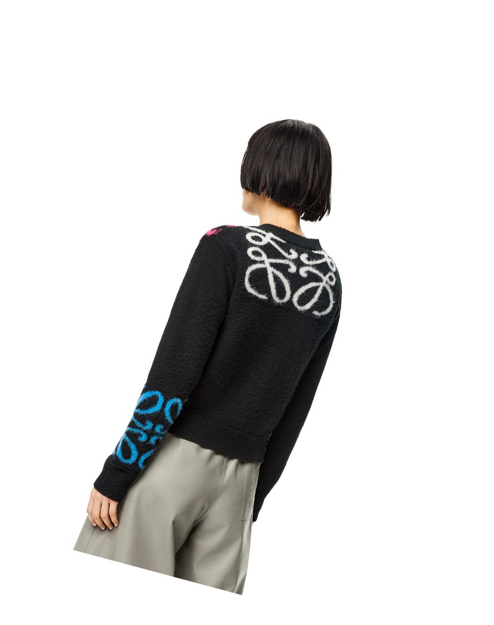 Loewe Anagram intarsia cardigan in wool Negros Multicolor | VSDGI-6514