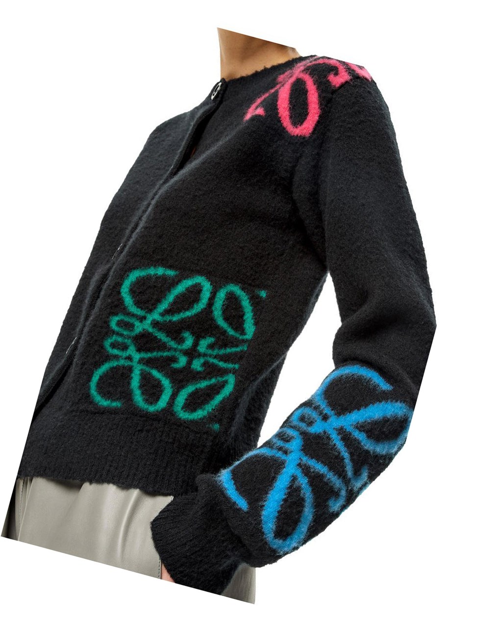 Loewe Anagram intarsia cardigan in wool Negros Multicolor | VSDGI-6514
