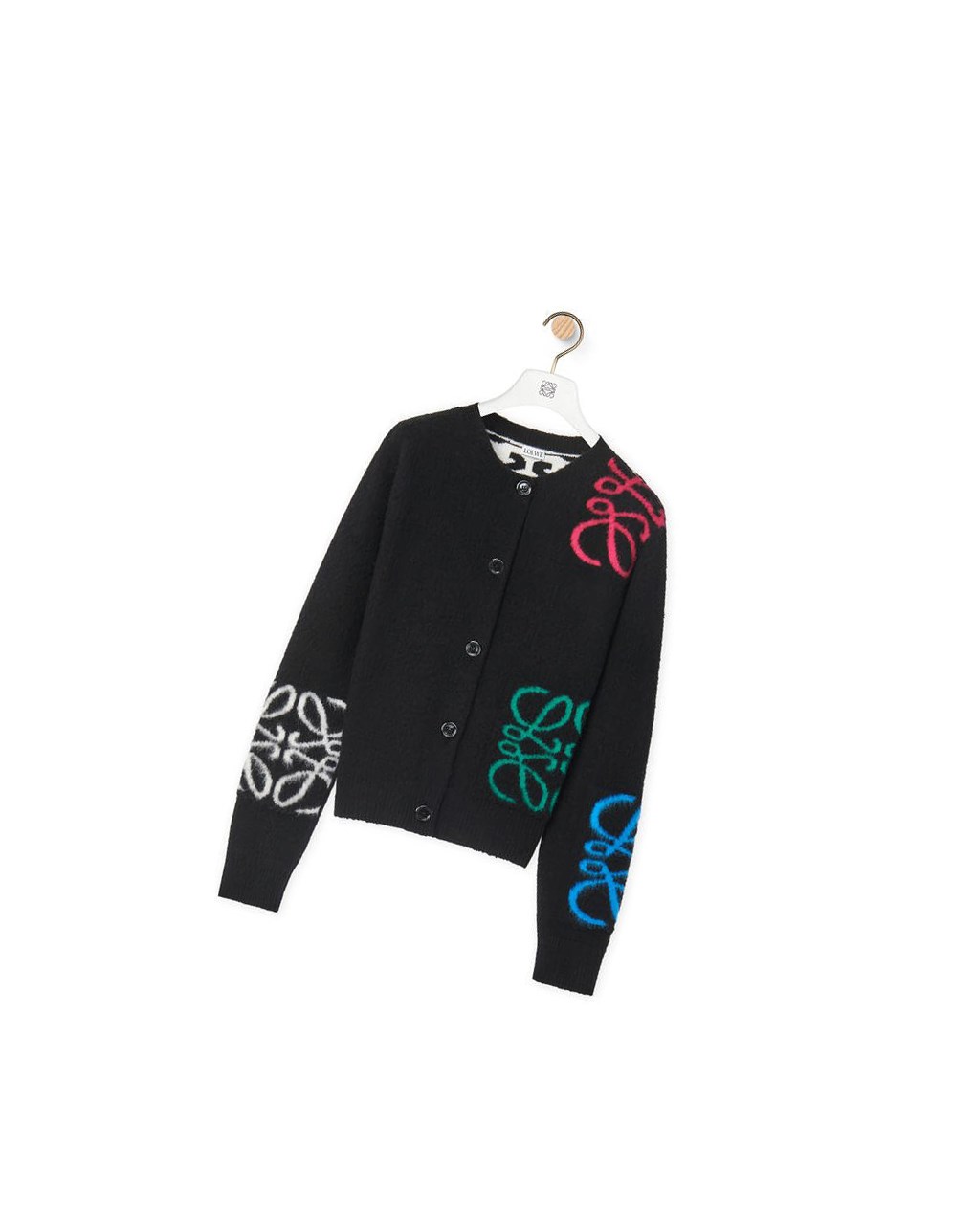 Loewe Anagram intarsia cardigan in wool Negros Multicolor | VSDGI-6514