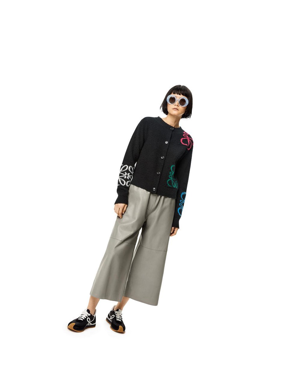Loewe Anagram intarsia cardigan in wool Negros Multicolor | VSDGI-6514