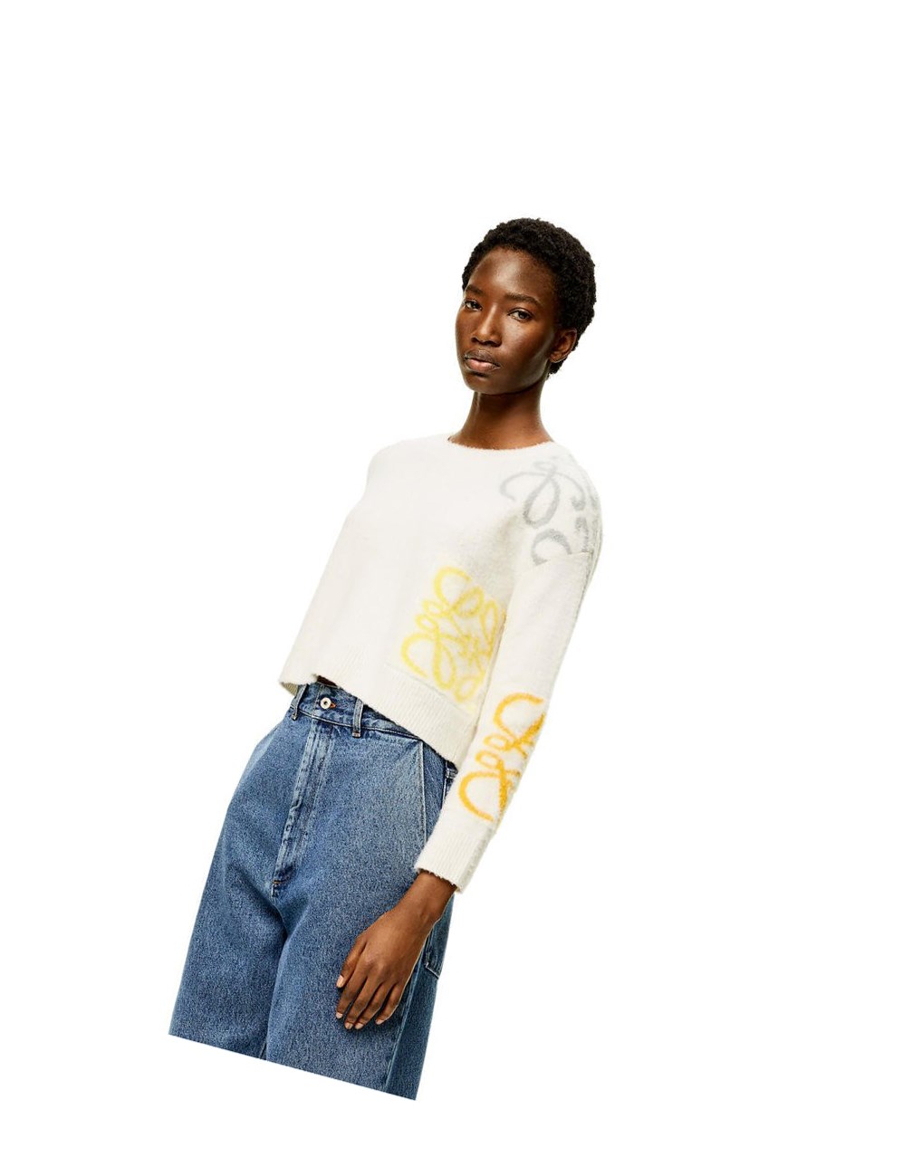 Loewe Anagram intarsia sweater in wool Blancos | MJLNX-2146