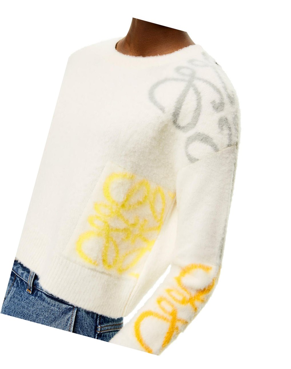 Loewe Anagram intarsia sweater in wool Blancos | MJLNX-2146