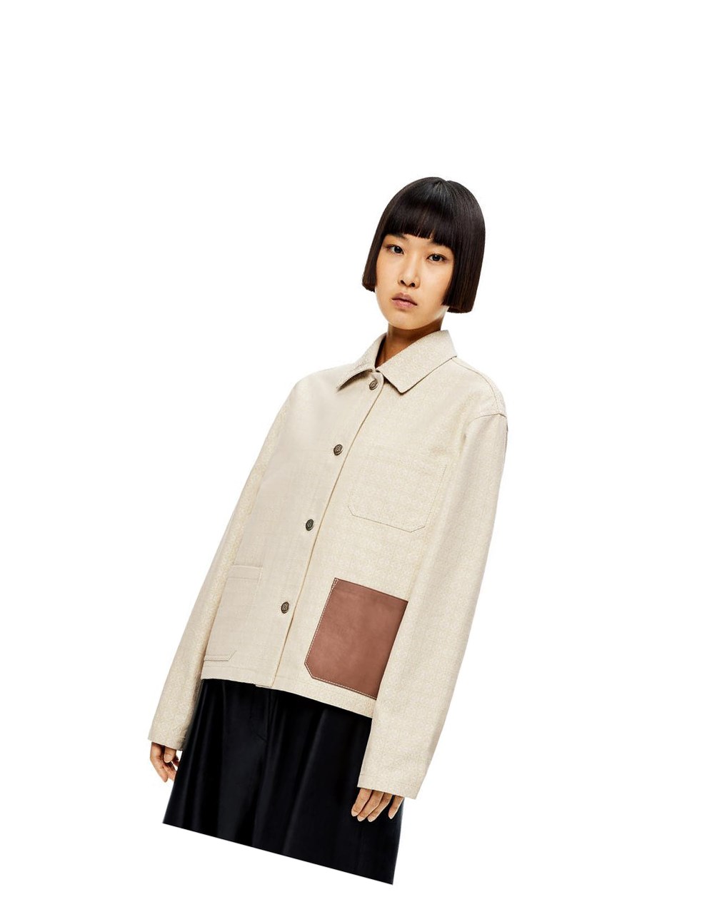 Loewe Anagram jacquard button jacket in cotton Blancos | AIDHR-5493
