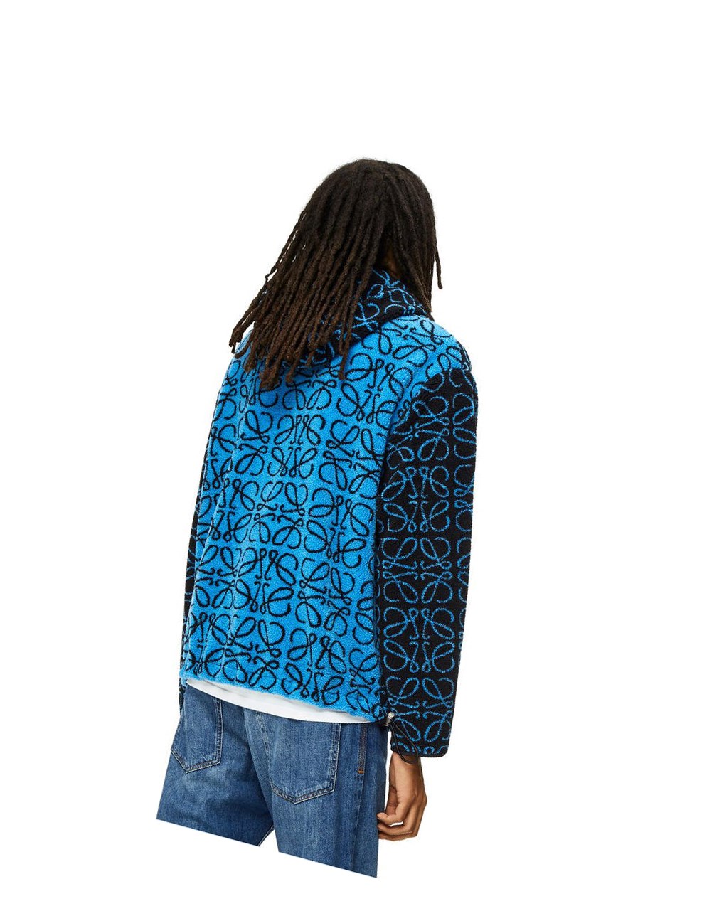 Loewe Anagram jacquard fleece jacket Negros Turquesa | YZHVR-5074