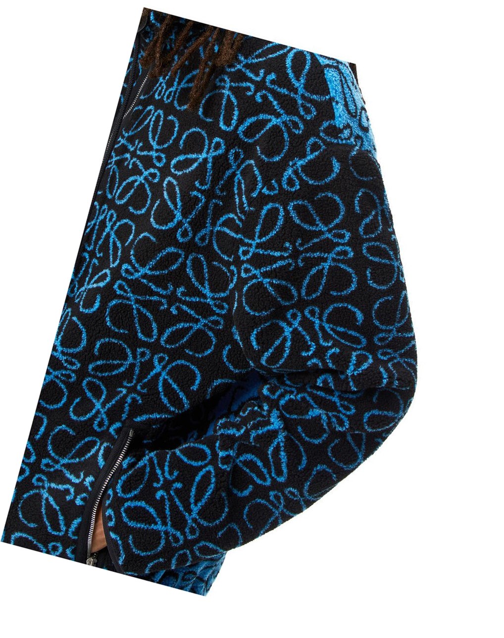 Loewe Anagram jacquard fleece jacket Negros Turquesa | YZHVR-5074
