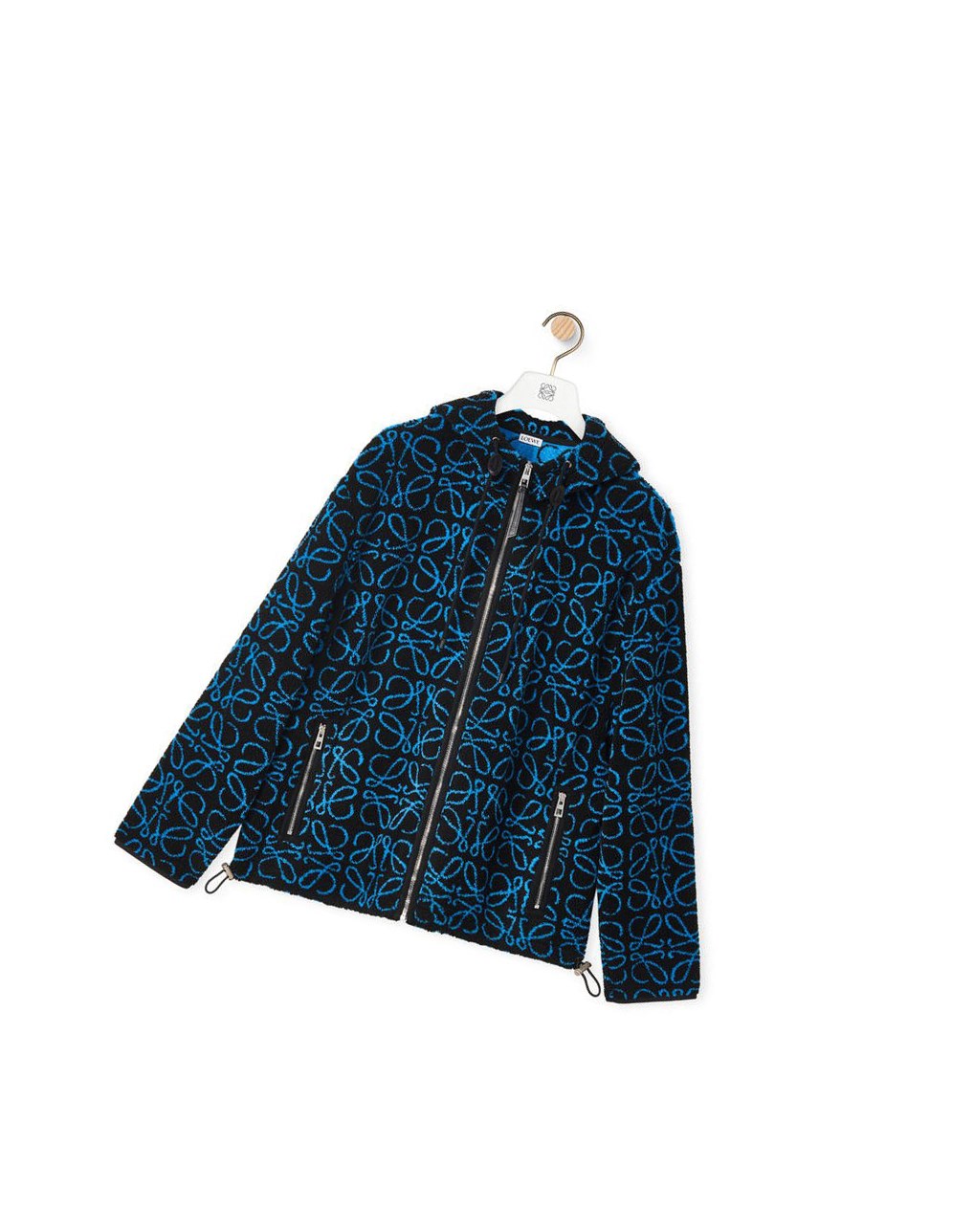 Loewe Anagram jacquard fleece jacket Negros Turquesa | YZHVR-5074