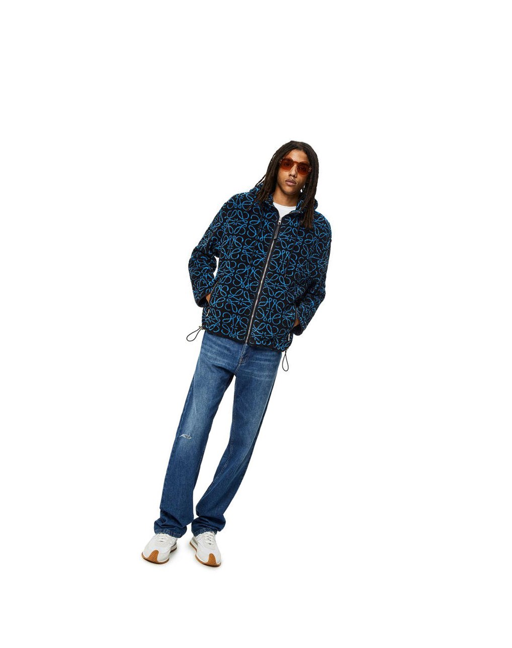 Loewe Anagram jacquard fleece jacket Negros Turquesa | YZHVR-5074